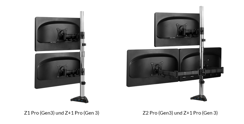 ARCTIC Z1 (Gen 3) - Monitor Halterung, Monitorarm für bis zu 34/38  Ultrawide Monitore, VESA 75x75/100x100, Tischkantenmontage, 4-Port USB Hub  - Schwarz : : Computer & Zubehör
